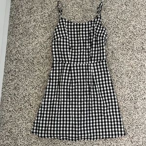 Never worn Black and White Plaid Dress with strap detailed back
